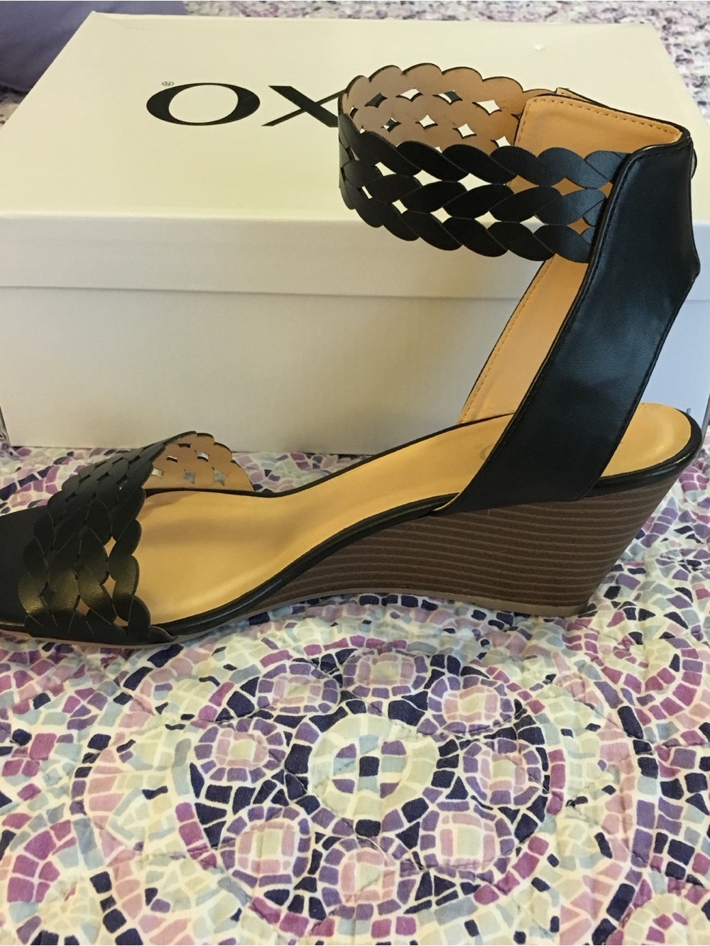 XOXO Black Braided Ankle-Strap Heels - Picture 3 of 4